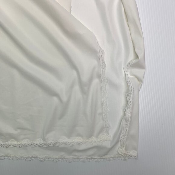 Vanity Fair Slip Small Maxi Length High Slit Vintage Lace Trim Cream - Picture 9 of 12